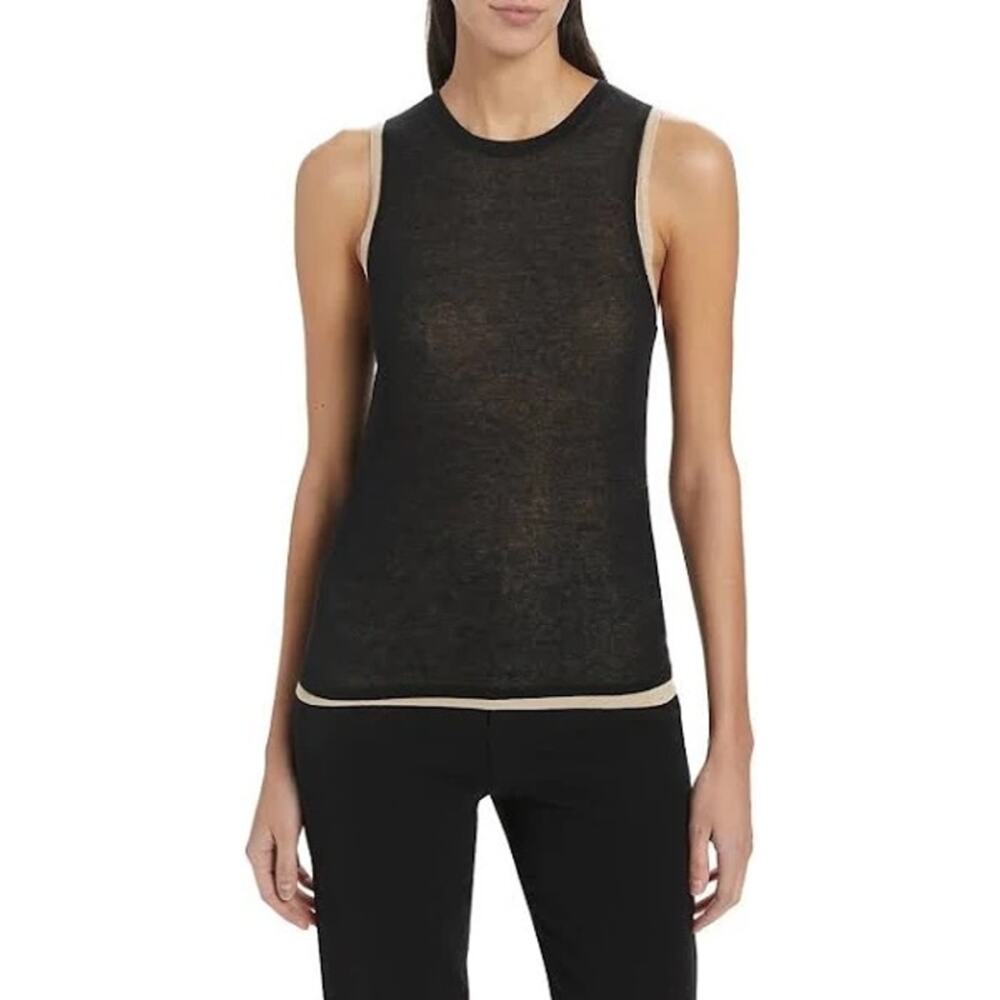 Vince Double Layer Shell Tank Black Beige Combo S